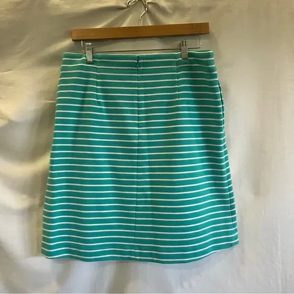 Talbots Turquoise White Textured Knit Skirt Pencil Pockets Womens Size 6 Mini - Picture 3 of 12